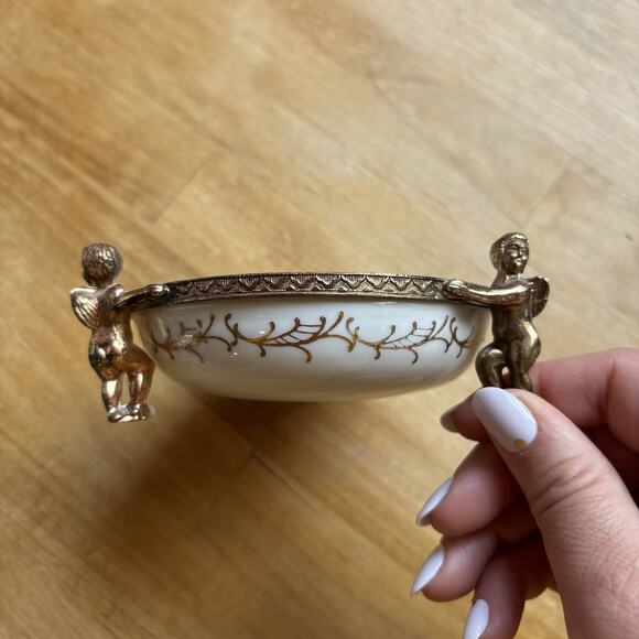 Vintage TAJ importing Co San Francisco Japan Candy Jewelry Dish Angel Stand - Picture 6 of 11